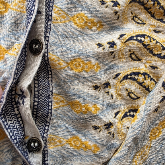 Lucky Brand Boho Paisley Floral Cream Button Down Top 3x Stretch Cottagecore NWT - Picture 6 of 10